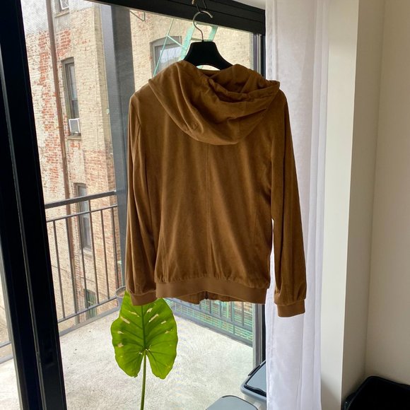 Zara Faux Suede Perforated Zip Hoodie - Picture 2 of 3